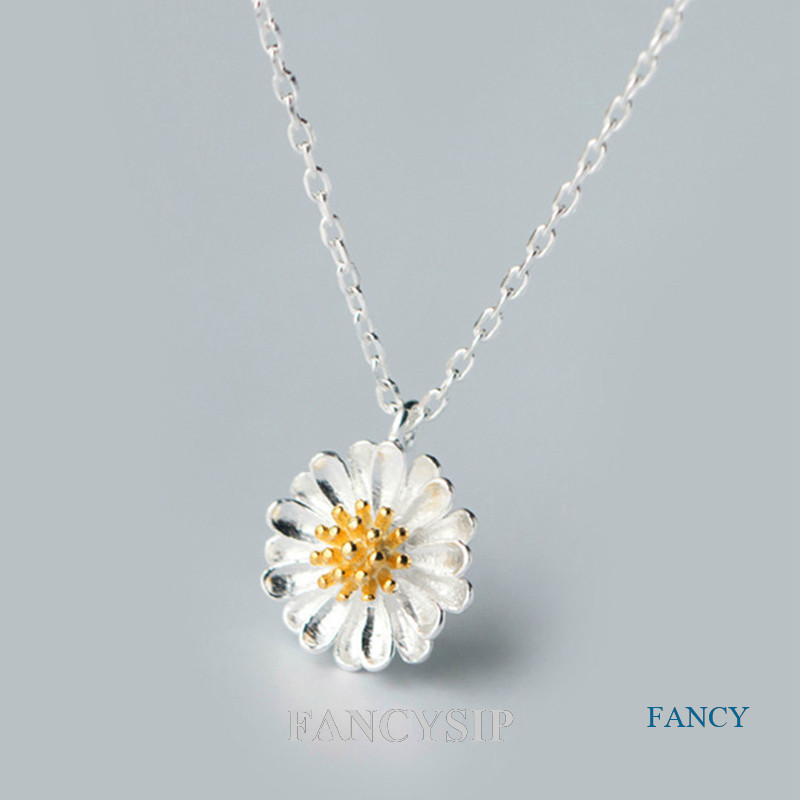 925 Sterling Silver Daisy Pendant Necklace De Prata Margarida Simples Jóias Populares Femininas Presente