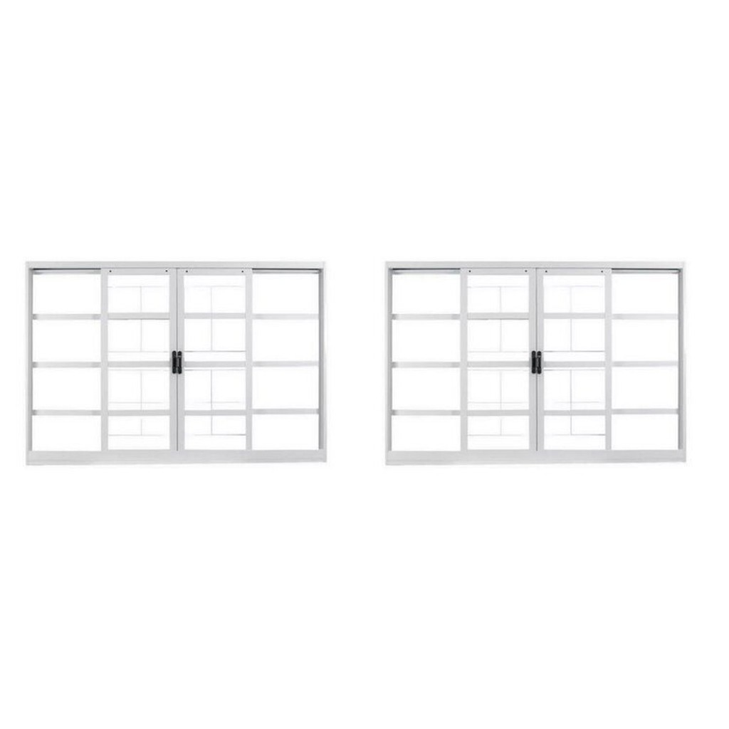 Kit com 2 Janelas de Aço de Correr 100x150cm 4 Folhas com Grade Minas Sul Mgm em Oferta na Shopee