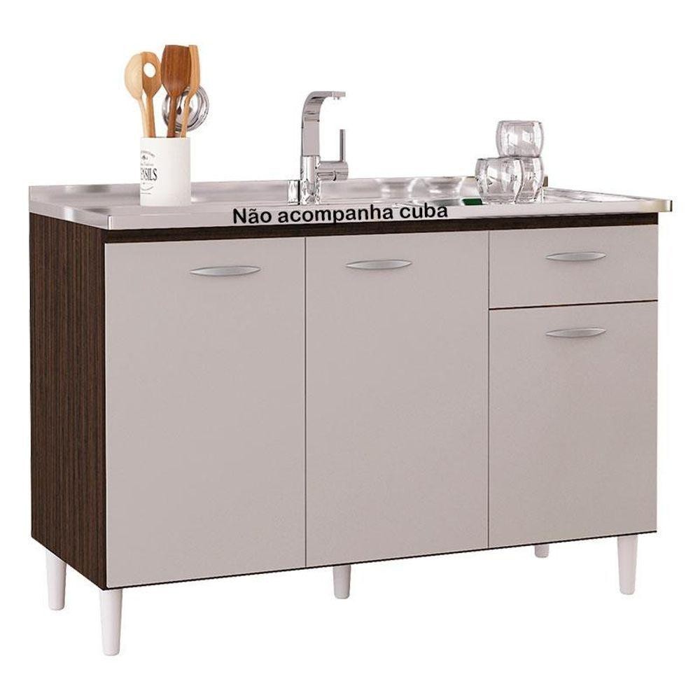 Balcão De Pia 120 Cm Chocolate Off White - Poquema em Oferta na Shopee