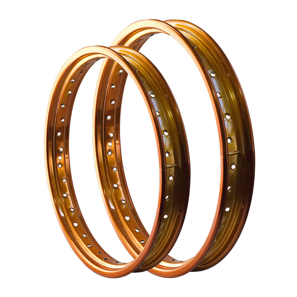 Par Aros em Alumínio Viper Vpr 19x185 e 17x215 Bros 125 150 160 Xre 190 Xtz Crosser 150 Dourado Cobre