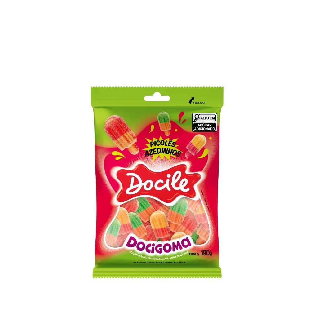 Bala de Goma Picolés Azedinhos 190g - Docile em Oferta na Shopee