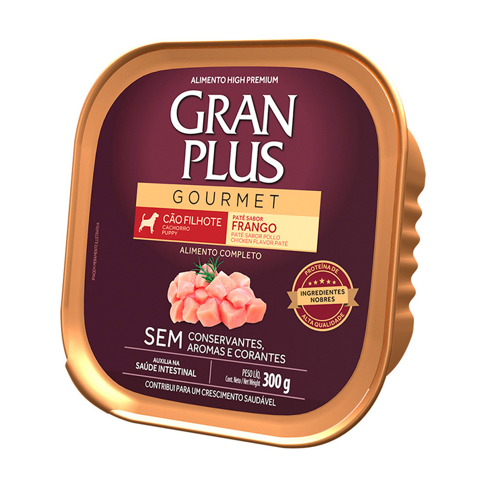Ração Úmida GranPlus Gourmet Para Cães Filhotes Patê Frango 300g em Oferta na Shopee