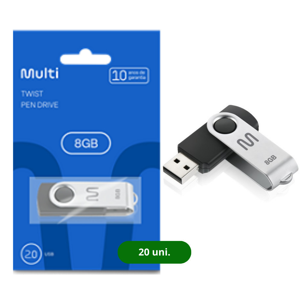 Pen Drive Twist 8GB 20 unidades Preto Multi - PD587K em Oferta na Shopee