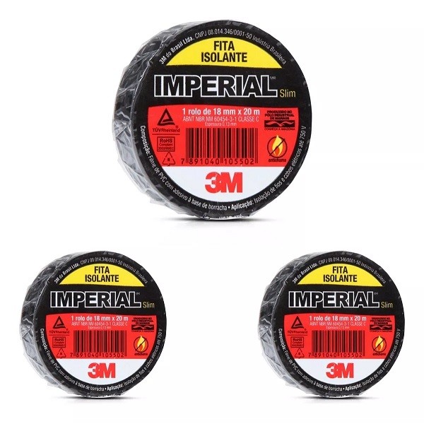 Kit 3 Fita Isolante 3M Imperial 18MM X 20M em Oferta na Shopee