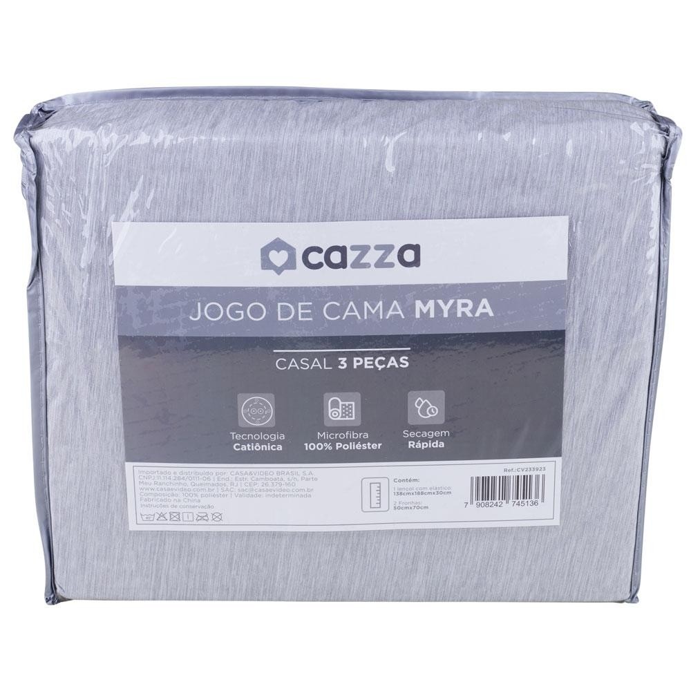 Jogo de Cama Casal 3 Peças Microfibra Catiônica Cazza Myra - Home & Living