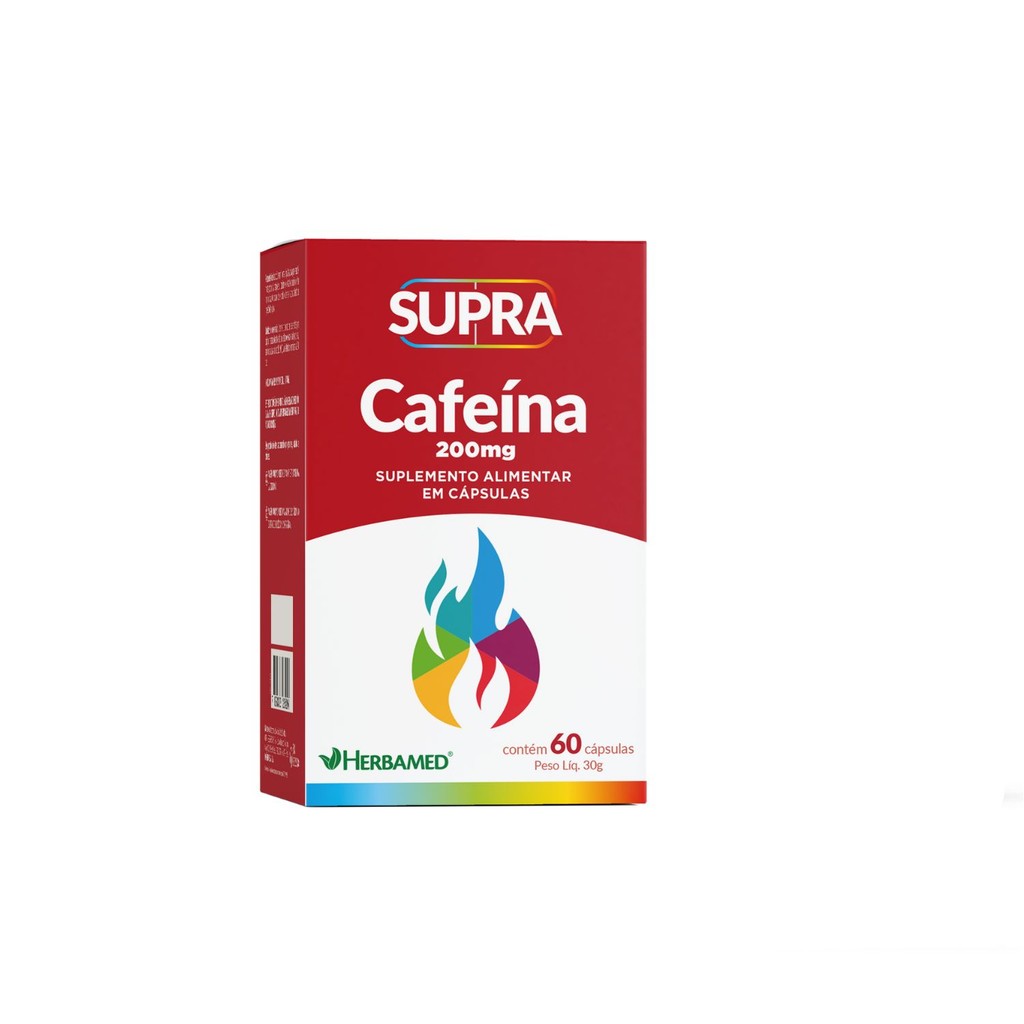 Supra Cafeína 200mg Herbamed + Energia e Disposiçao Para Seu Dia 60 Cápsulas