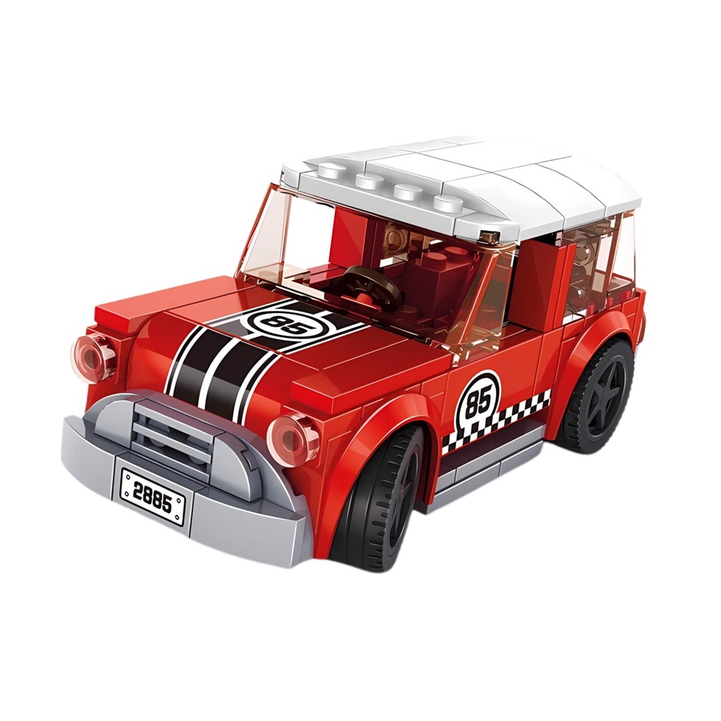 Carro blocos montar Brinquedo Infantil Super Car Cooper 115 Peças Vermelho e Branco Zippy Toys 8349