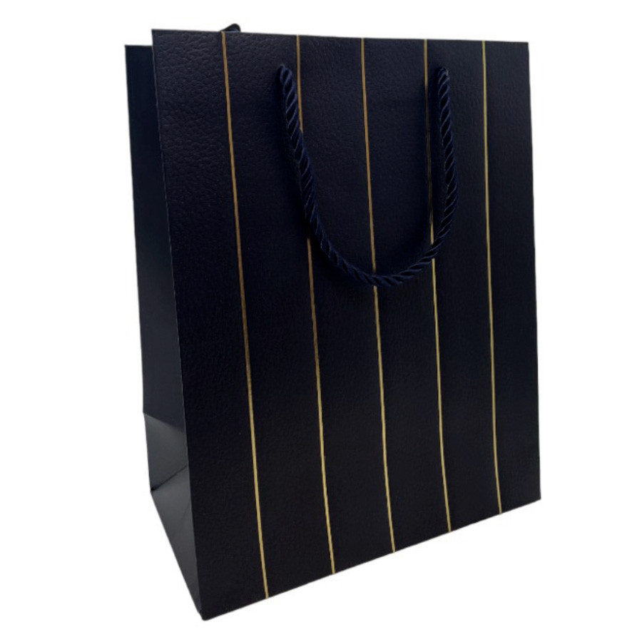 Sacola de Papel para Presente Listras Almofadadas - Azul - 32x26x12xcm - 1 unidade - Rizzo em Oferta na Shopee