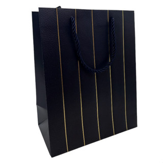 Sacola de Papel para Presente Listras Almofadadas - Azul - 32x26x12xcm - 1 unidade - Rizzo em Oferta na Shopee