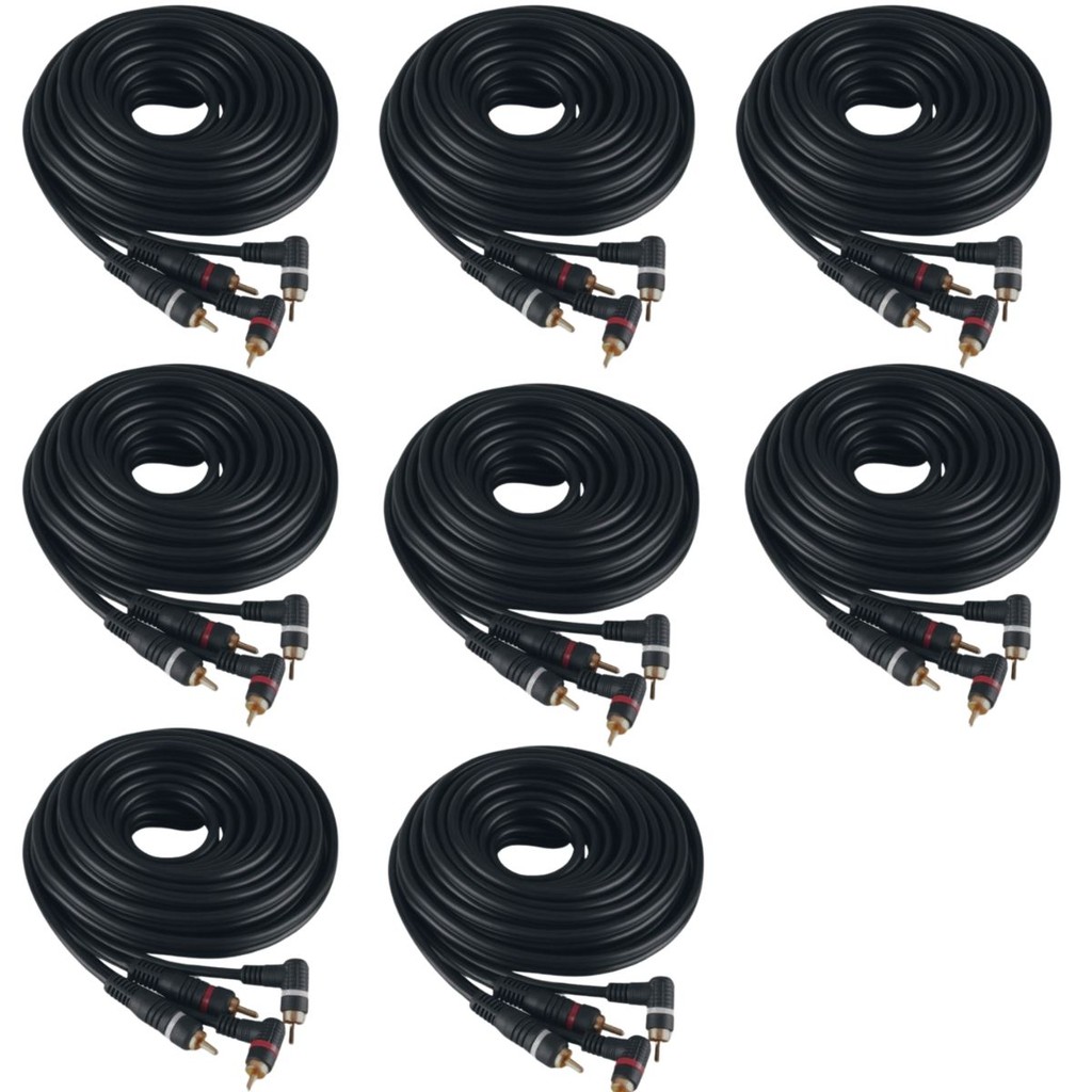 Kit 8 Cabos Rca Para Amplificador 5 Metros Mono Blindagem