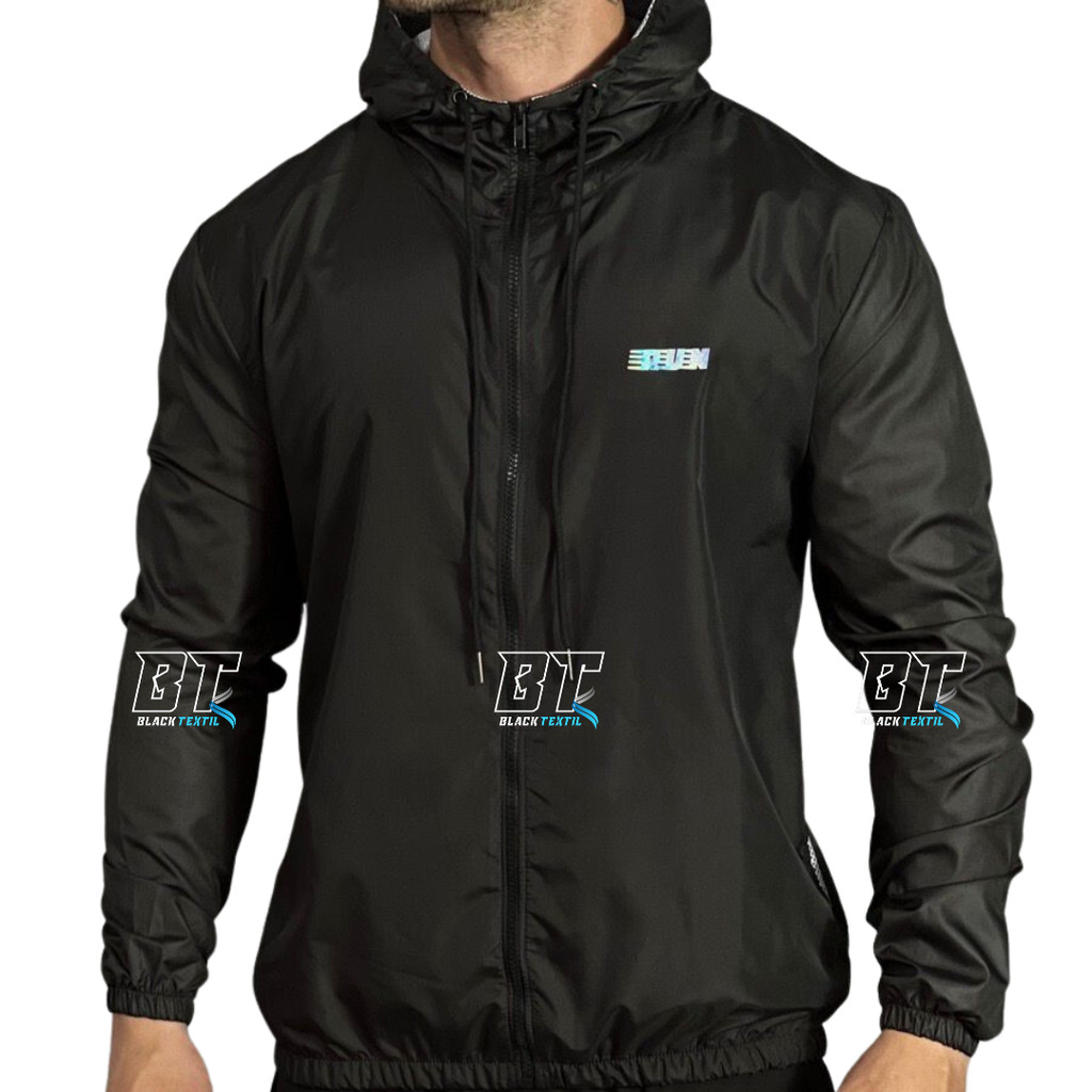 Jaqueta Corta Vento Impermeável P ao G4 Plus Size UV+ Gola Alta Semi Forrada Corrida Acade...