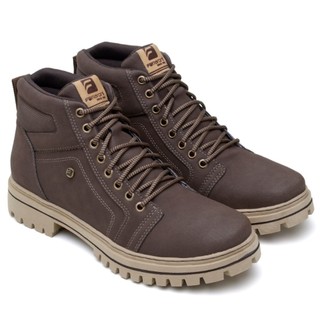 Bota Coturno Masculino Couro Ecológico Promoção Solado Costurado