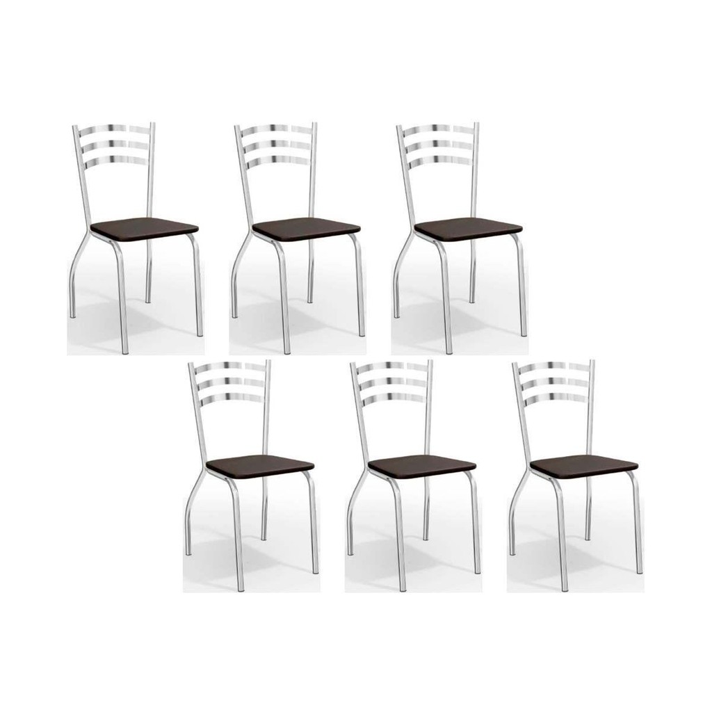 Cadeira Sala de Jantar Portugal C007 Kit 6 Un Cromada/Preto 110 - Kappesberg em Oferta na Shopee
