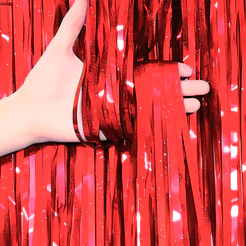 Cortina Decorativa Metalizada Glitter Vermelho 1x2m - 1 unidade - Rizzo