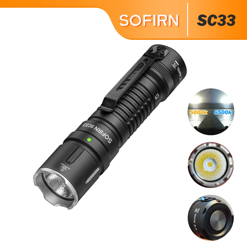 Sofirn SC33 Cree XHP70.3 Lanterna De LED HI 5200lm Potente Recarregável 21700 USB C Com Interruptor E De Cauda