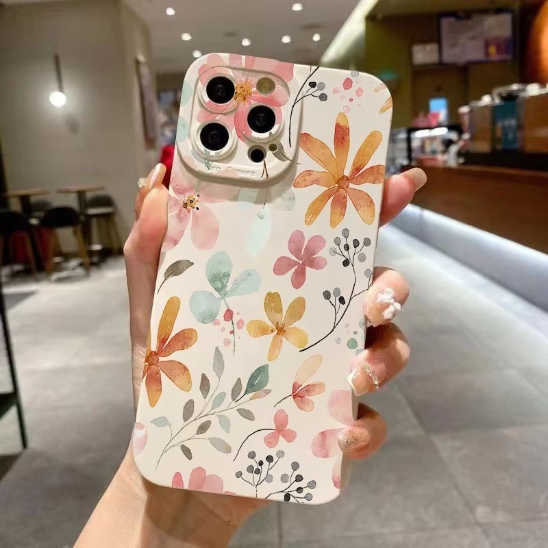 Capa De Telefone Para Samsung A55 A15 A54 A25 A05 A05S A35 A34 A14 A25 Colorida De Silicone Macio A52 A52S A53 A73 A33 A72 A23 A13 A32 A51 A71 Flores De Primavera Com Arte Fofa
