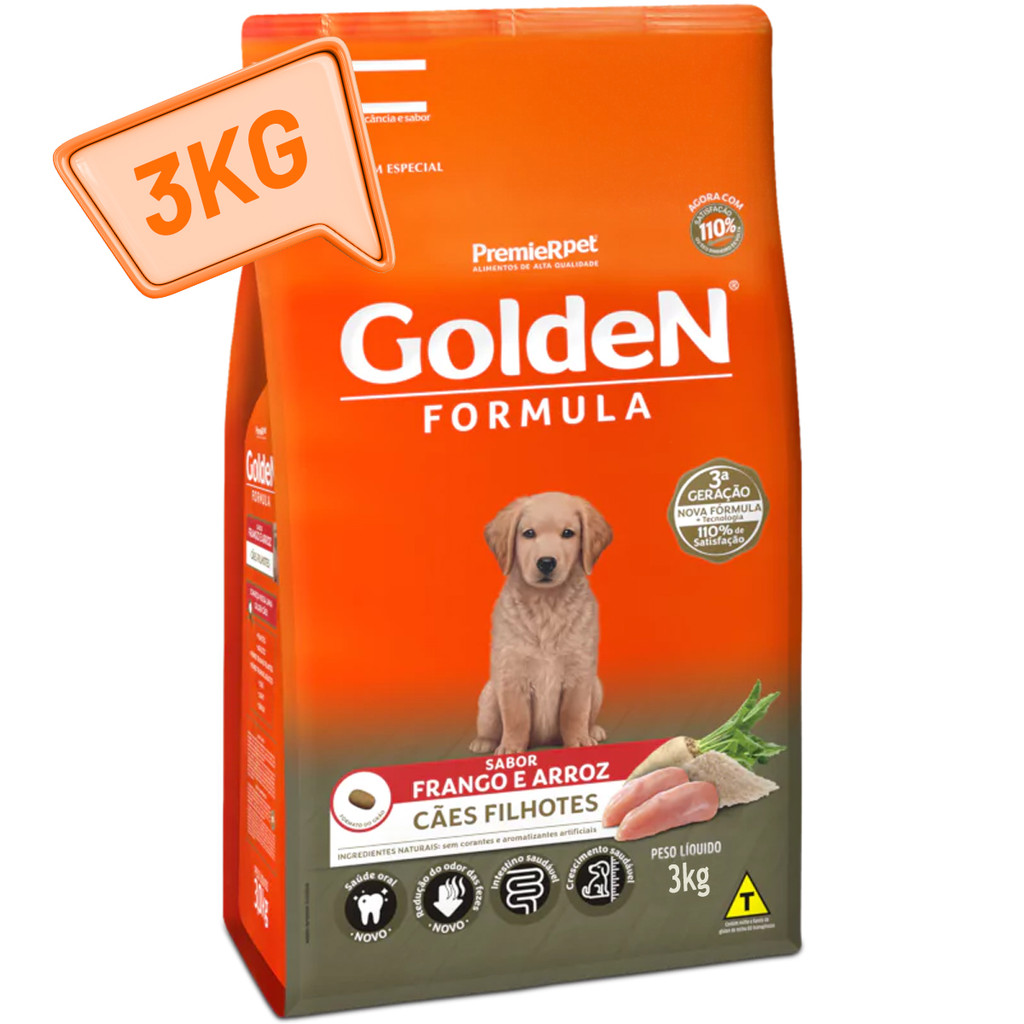 Ração Golden Formula Cães filhotes 3kg Frango & Arroz em Oferta na Shopee