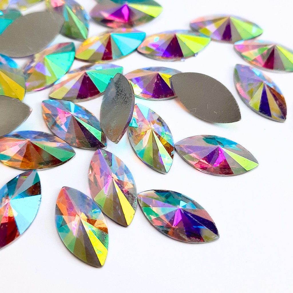 Chaton Navete Rivoli Furta Cor 9x18mm em Resina com Base Reta | Para Colagem em Artesanato e Decoração em Oferta na Shopee