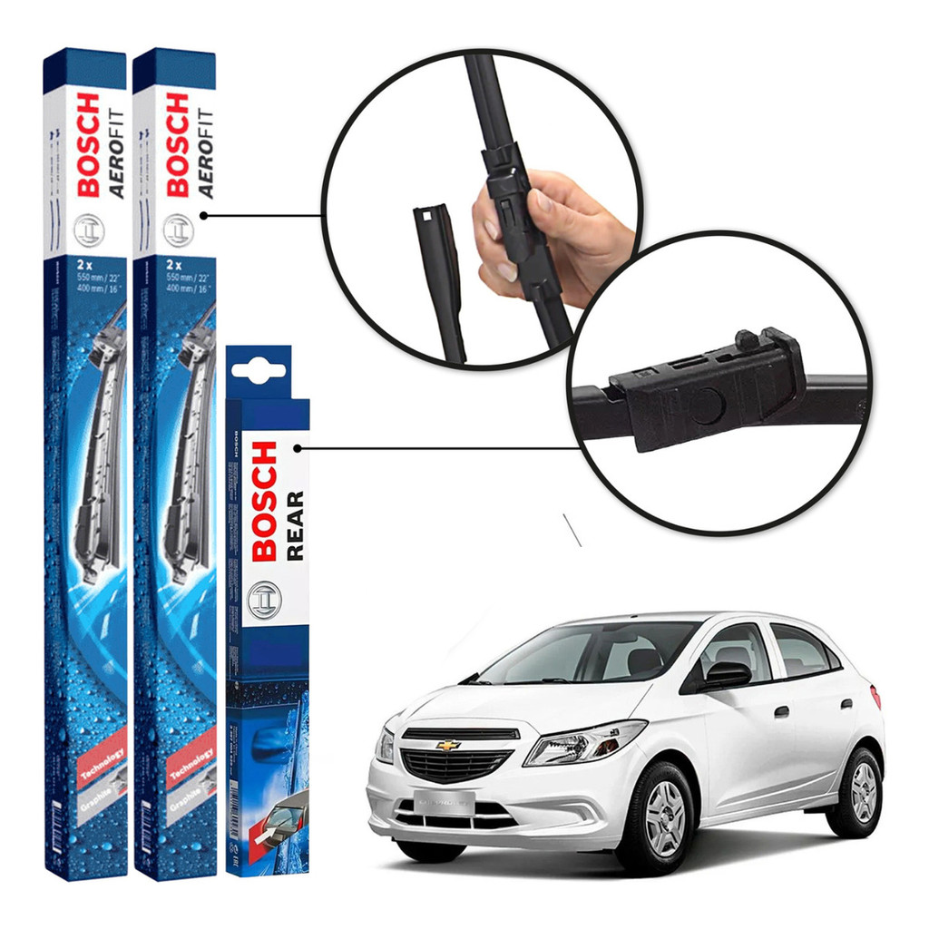 Palheta Parabrisa Diant E Traseira Bosch Gm Onix 2012 A 2018 em Oferta na Shopee