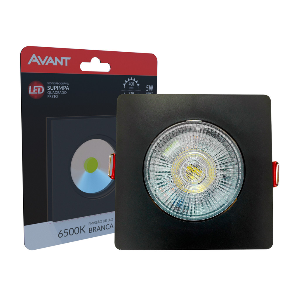 Spot Led Authentic Emb. Quadrado 5w 6500k 9cm PF Avant em Oferta na Shopee