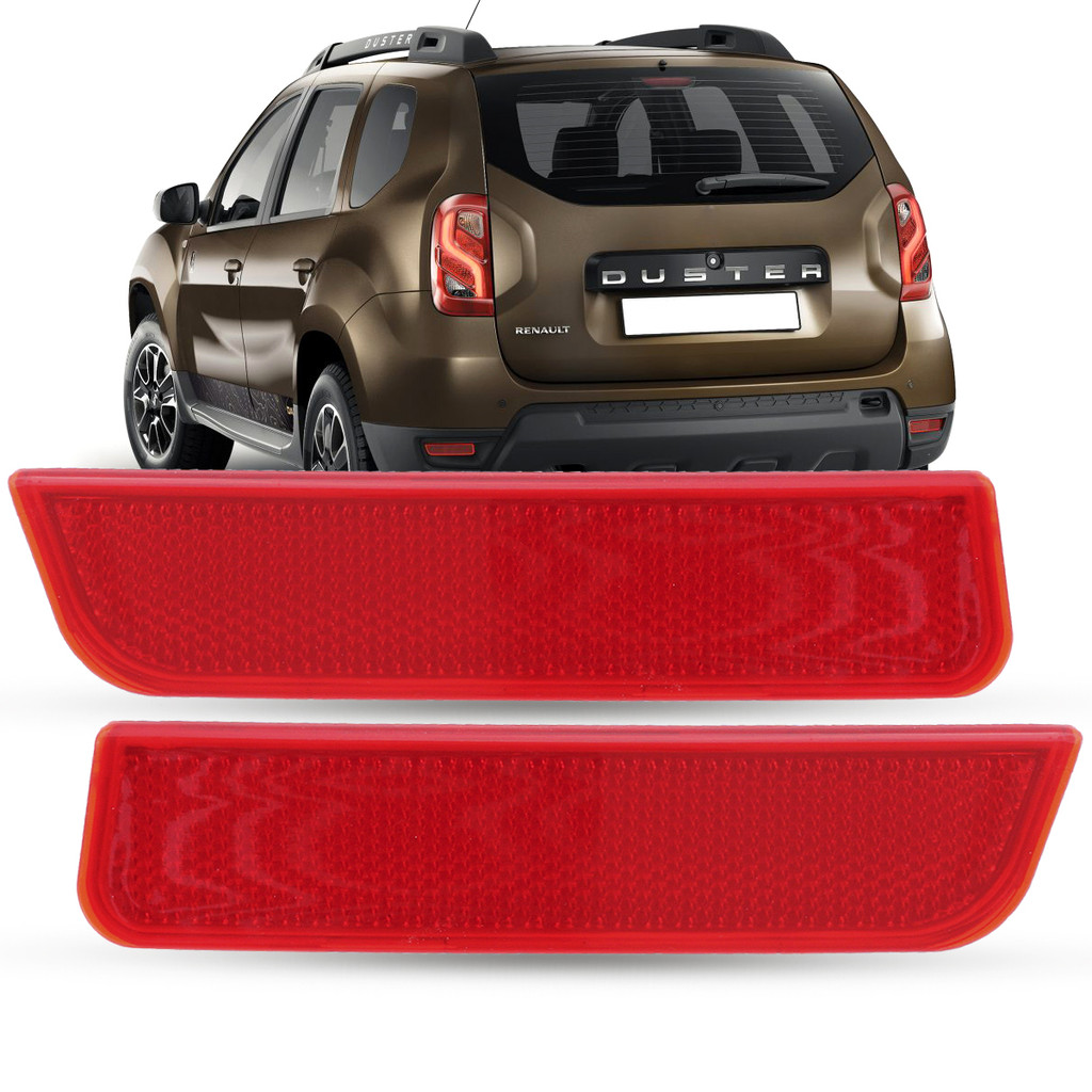 Par de Refletor Lanterna Olho de Gato Para-choque Traseiro Renault Duster 11 2012 2013 2014 2015 2016 2017 2018 2019 20