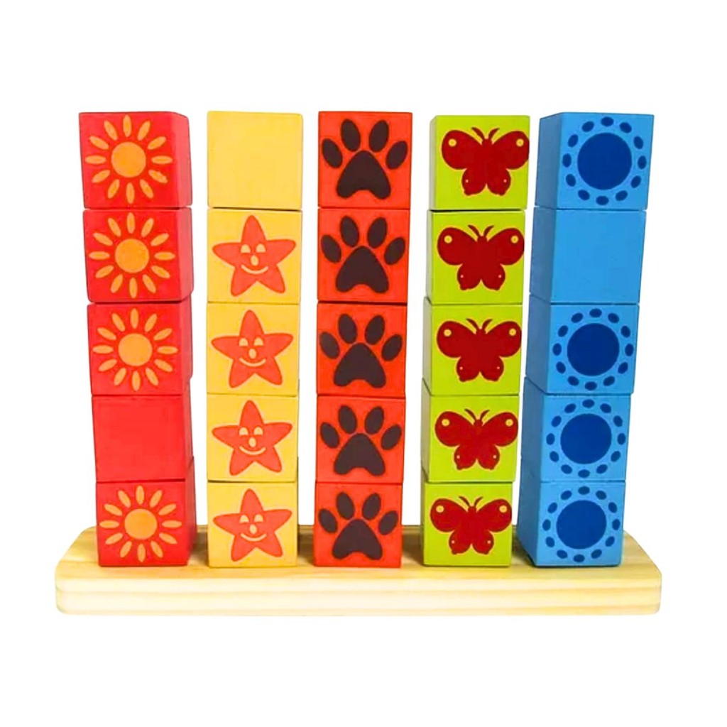 Jogo Cubos Seriados Brinquedo Educativo Cognitivo Madeira - Carimbras - 3 anos