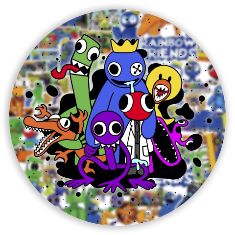 NOVO Painel Festa Infantil Redondo Rainbow Friends + Arco, Suporte incluso. Fazemos personalizado com qualquer tema. Confeccionado em Lona fosca, impressão de alta resolução. cenário , p/ Decoração
