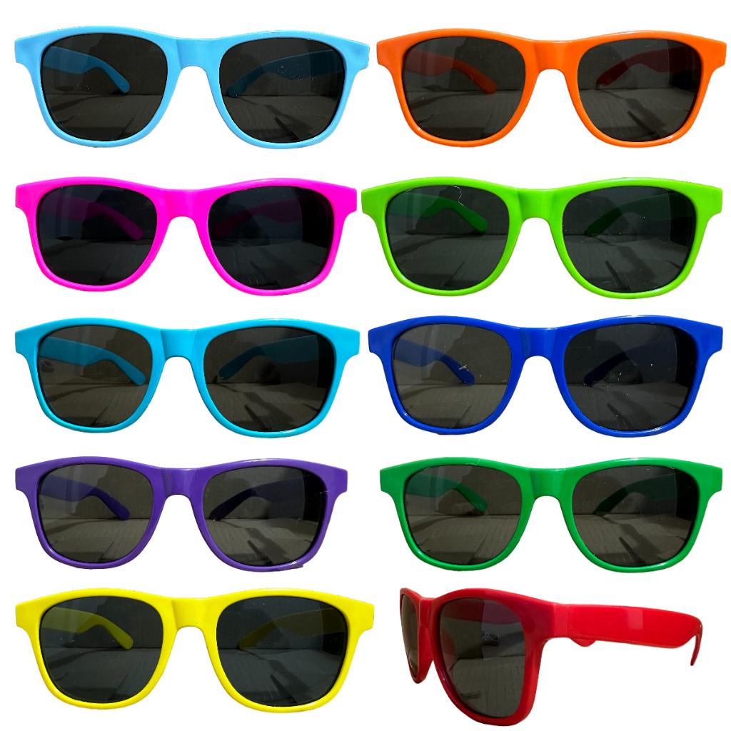 Kit 10 Oculos Lente Preto Colorido Festa Baladas Raves Celebrações