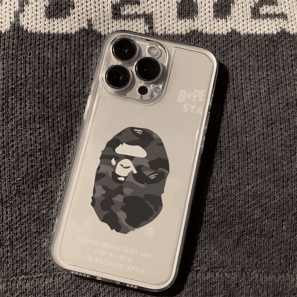 Bape iPhone 16/15 Capa De Telefone De Silicone Macio Para iPhone11 12 13 14 Promax X XR 7 8 + Design De Câmera Protetora À Prova D'água Resistente A Impactos