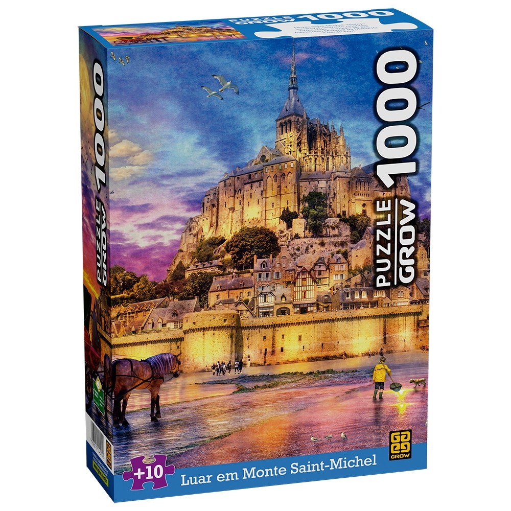 QUEBRA CABEÇA LUAR EM MONTE SAINT MICHEL 1000 PEÇAS GROW PUZZLE PAISAGEM MEDIEVAL FRANÇA CASTELO EU em Oferta na Shopee