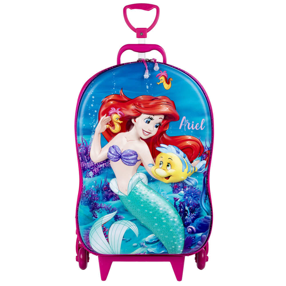 Mala Escolar Rodas Infantil A Pequena Sereia Moldura 3D