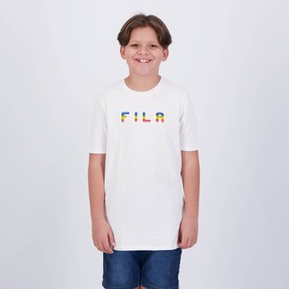 Camiseta Fila Color Letter Fun Juvenil Branca em Oferta na Shopee