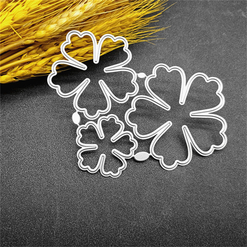 Molde de corte de Metal com pétalas de três peças, faça você mesmo, artesanato em papel, modelo de gravação em aço carbo