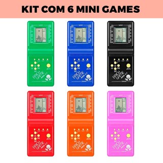 Kit com 6 Mini Vídeo Games Portátil - Cores Aleatórias.