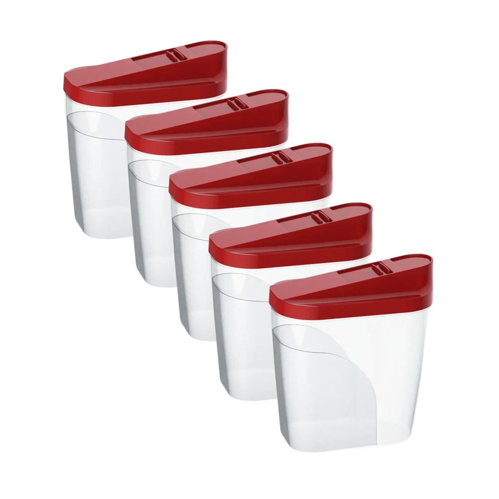 Kit 5 Farinheiro Açucareiro 1L Multiuso Plástico Cozinha Design Versátil Resistente