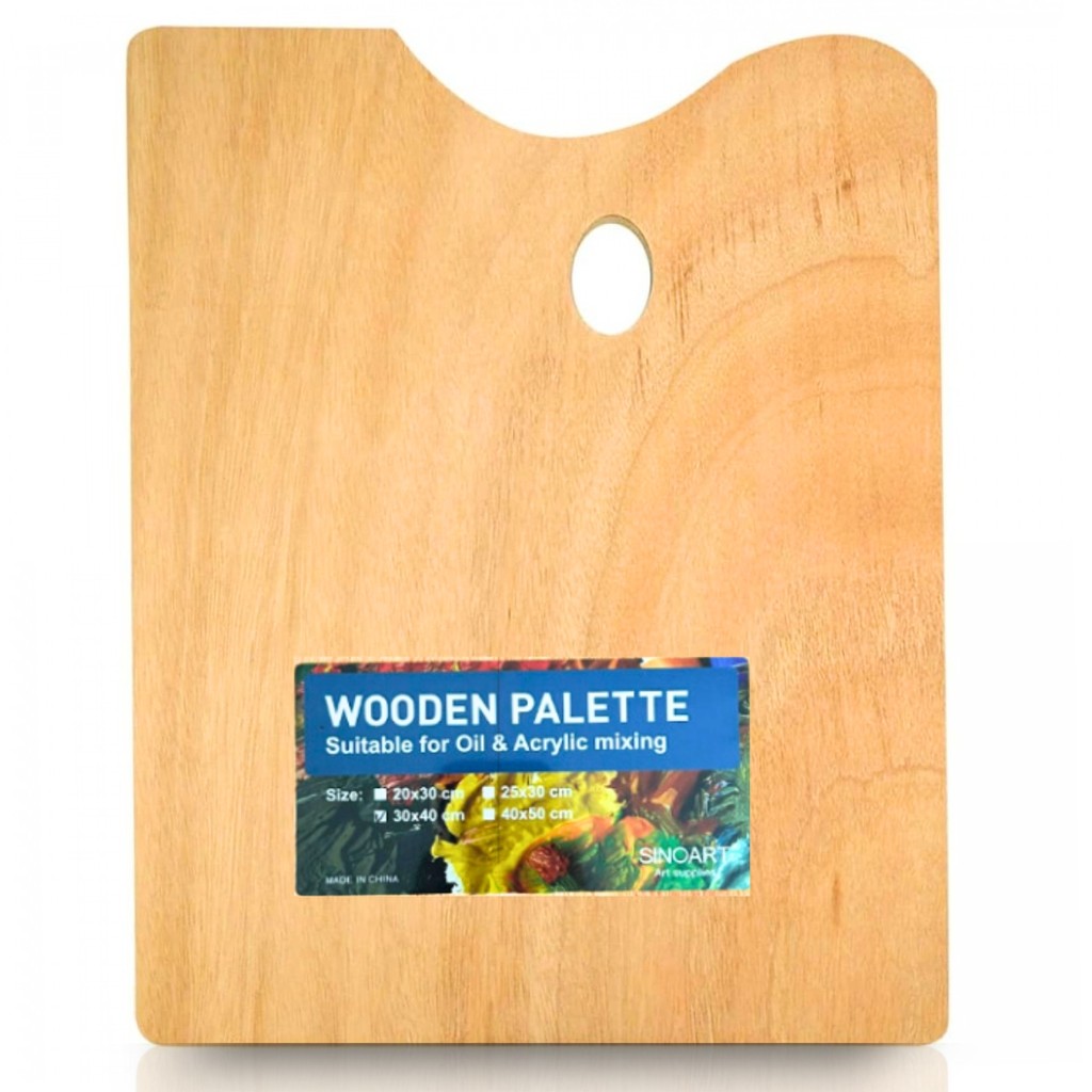Paleta para Pintura Retangular Sinoart Madeira Nobre 30x40cm A034