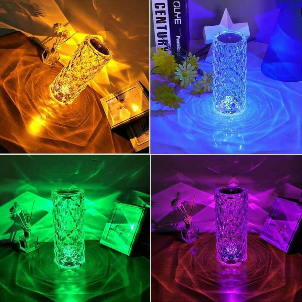 Luminária de mesa com USB de cristal LED com três cores de luz projetor judy store — imagem 2 de 2