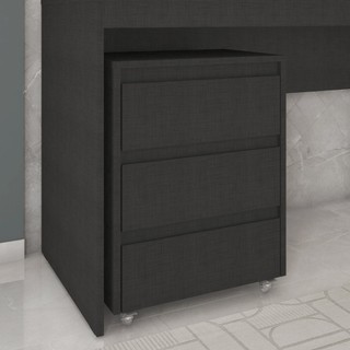 Gaveteiro com Rodízios 3 Gavetas Cáli Escritório/quarto Preto em Oferta na Shopee