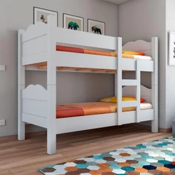 Beliche Multifuncional Que Vira 2 Camas Madrid Com Grades De Proteção Branco - Cor: Branco