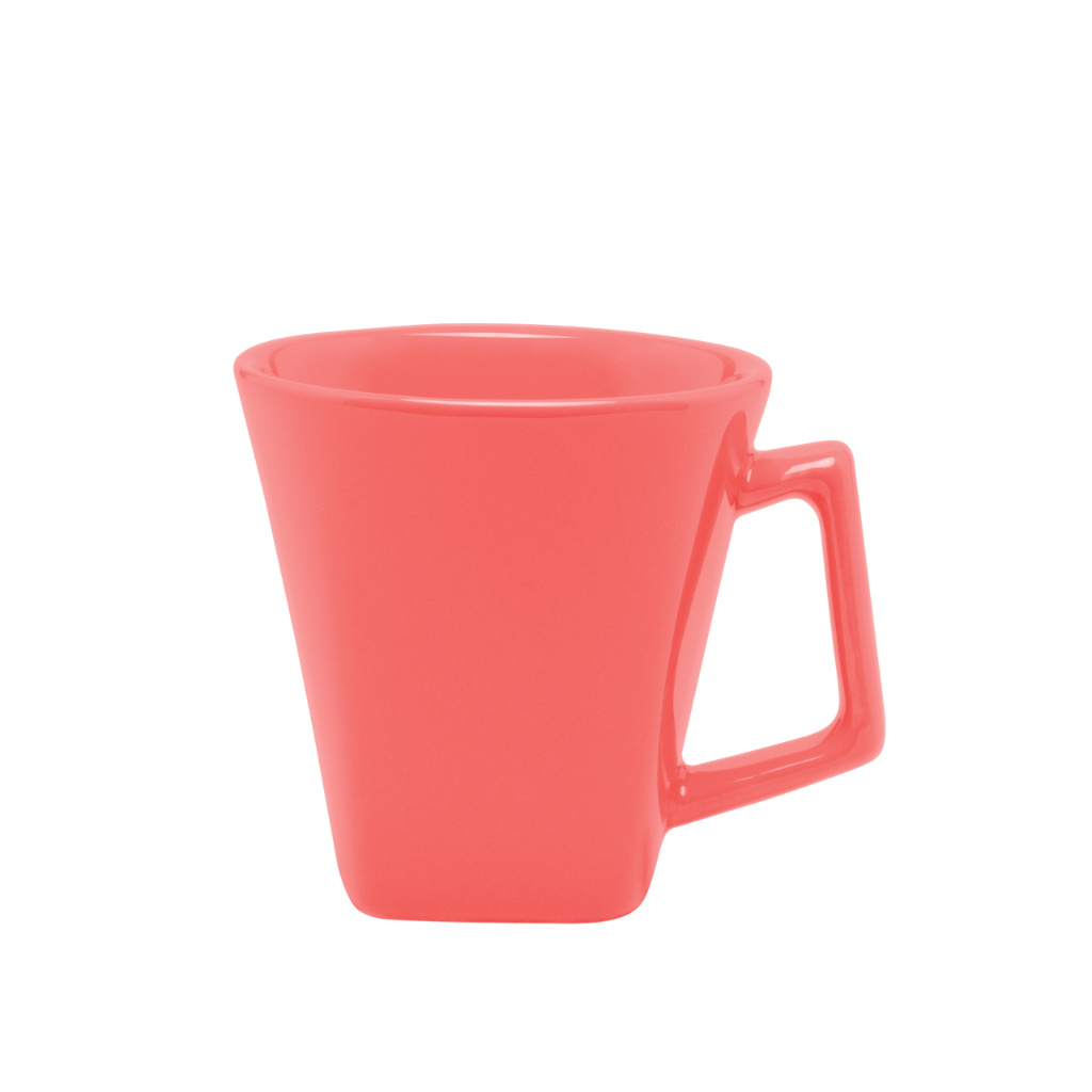 Caneca Mini Quartier 220ml Vermelho Cereja Cerâmica Quadrada Pequena Oxford Porcelanas