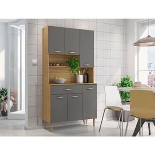 Kit Cozinha 6 Portas Ambiente Apolo Freijó Gris - Kits Paraná em Oferta na Shopee