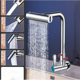 Torneira Banheiro De Metal Espesso Quatro Modos Torneira Gourmet Flexível Cozinha Parede Aço Bancada Monocomando Spray