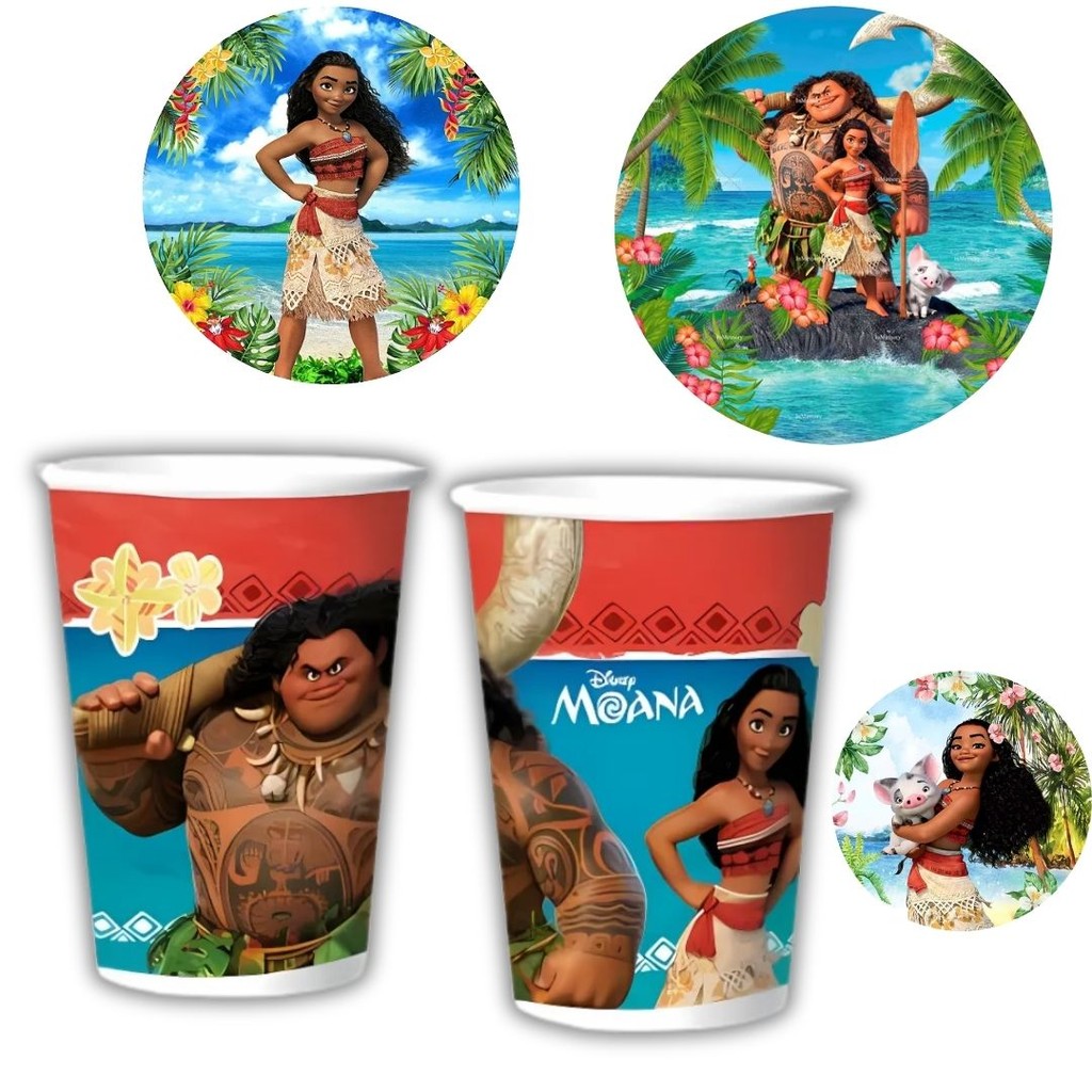 8 COPO PAPEL FESTA MOANA 180ML REGINA em Oferta na Shopee