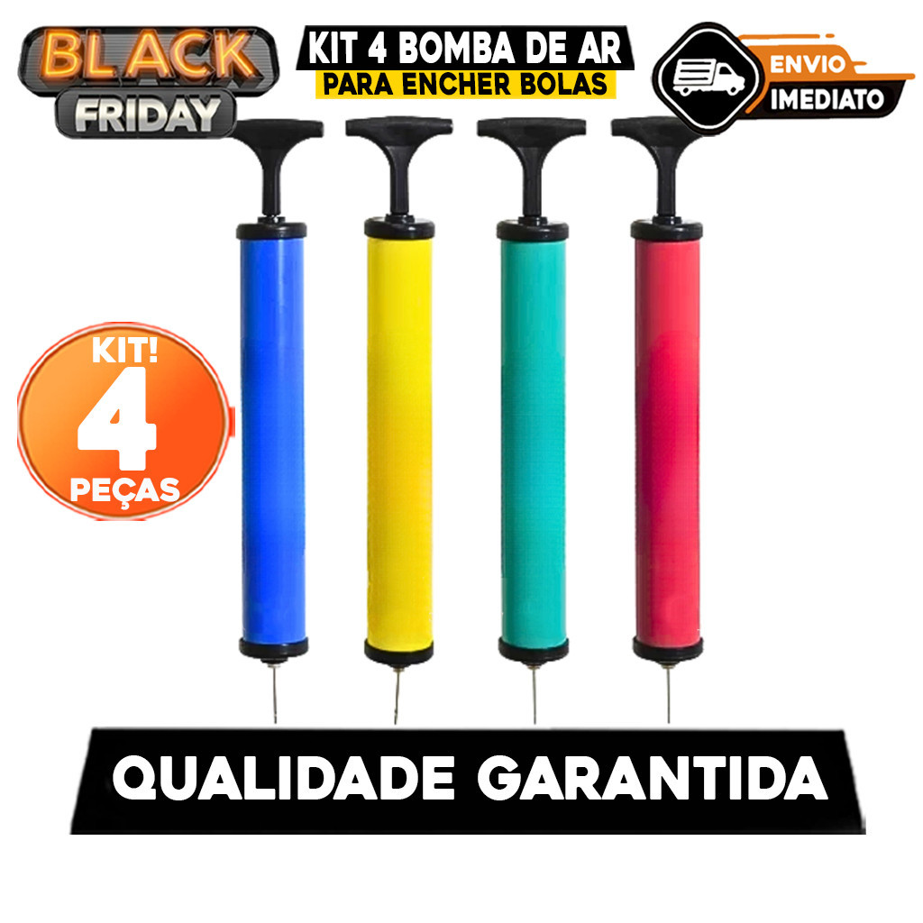 Kit 4 Bomba De Ar Para Encher Pneu Bike Bolas Bico Encher Infláveis Boia Balões Colete Piscina Pilates