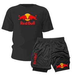 Conjunto Kit Camiseta de Algodão e Short Dry Fit Duplo Red Bull