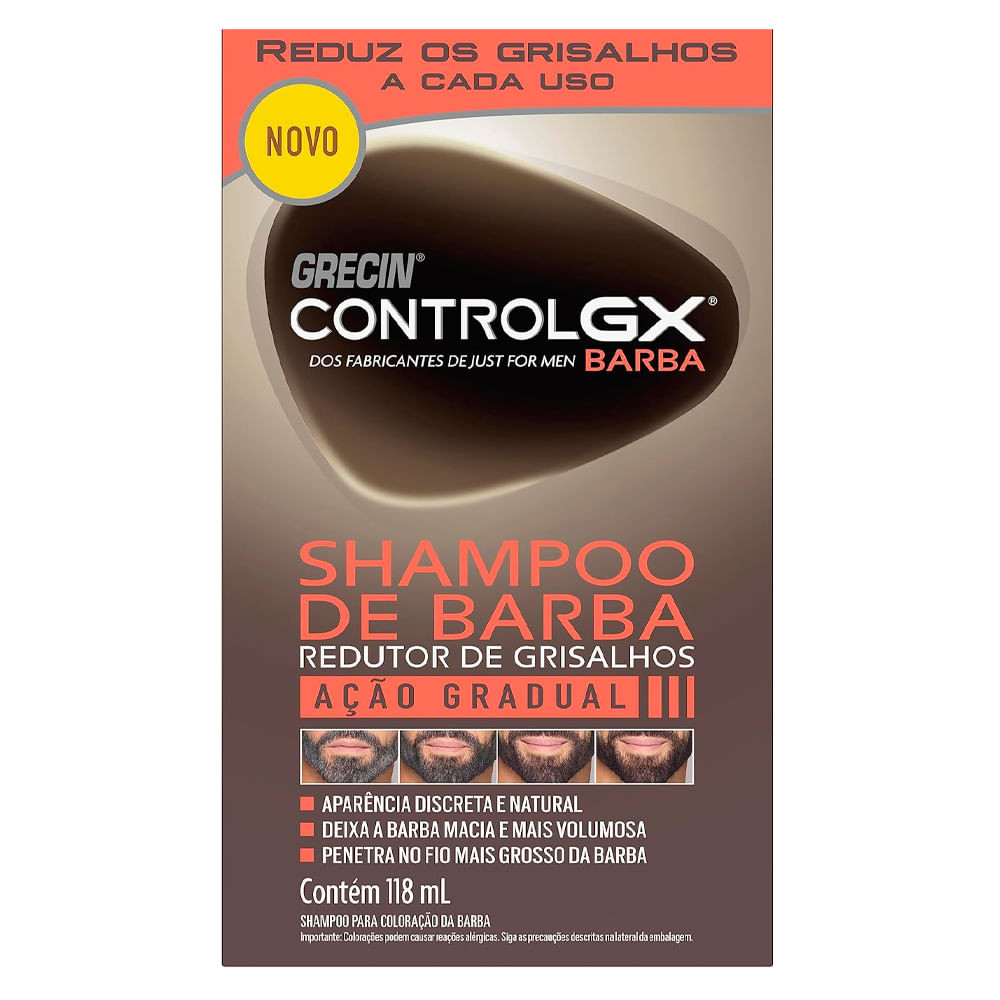 Shampoo De Barba Grecin Control GX Redutor De Grisalhos 118ml - Beauty