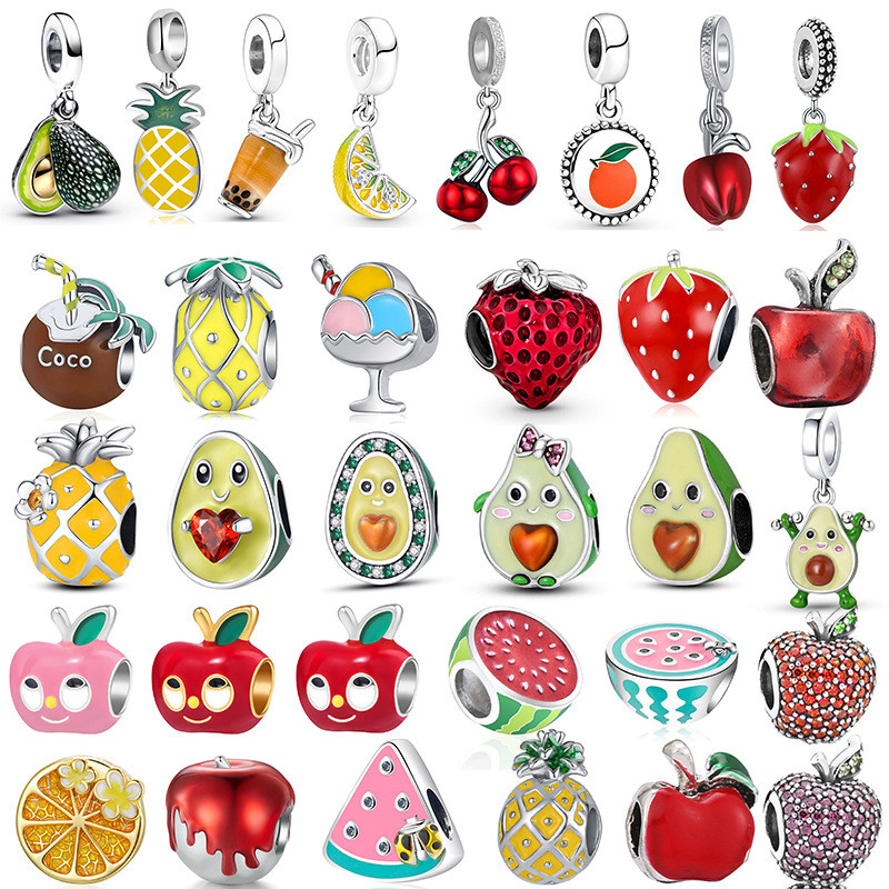 Berloques De Prata 925 Charme Melancia Maçã Pulseira Acessórios Frutas Cereja Colar Pingente DIY Festival Presente em Oferta na Shopee