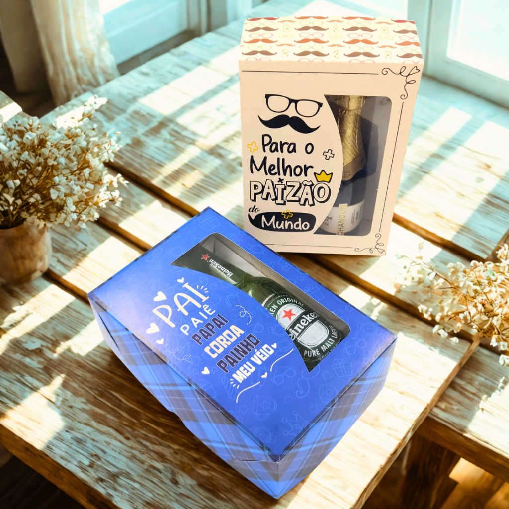 Caixa lembrancinha Do Dia dos Pais (cerveja, vinho e longneck) Berço ajustável Para 6 e 12 doces