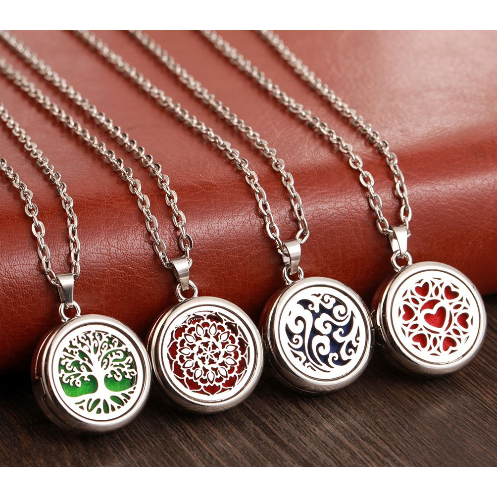 Novo Colar Aromaterapia Difusor Joias Coração Árvore Da Vida Perfume Pingente De Óleo Essencial
