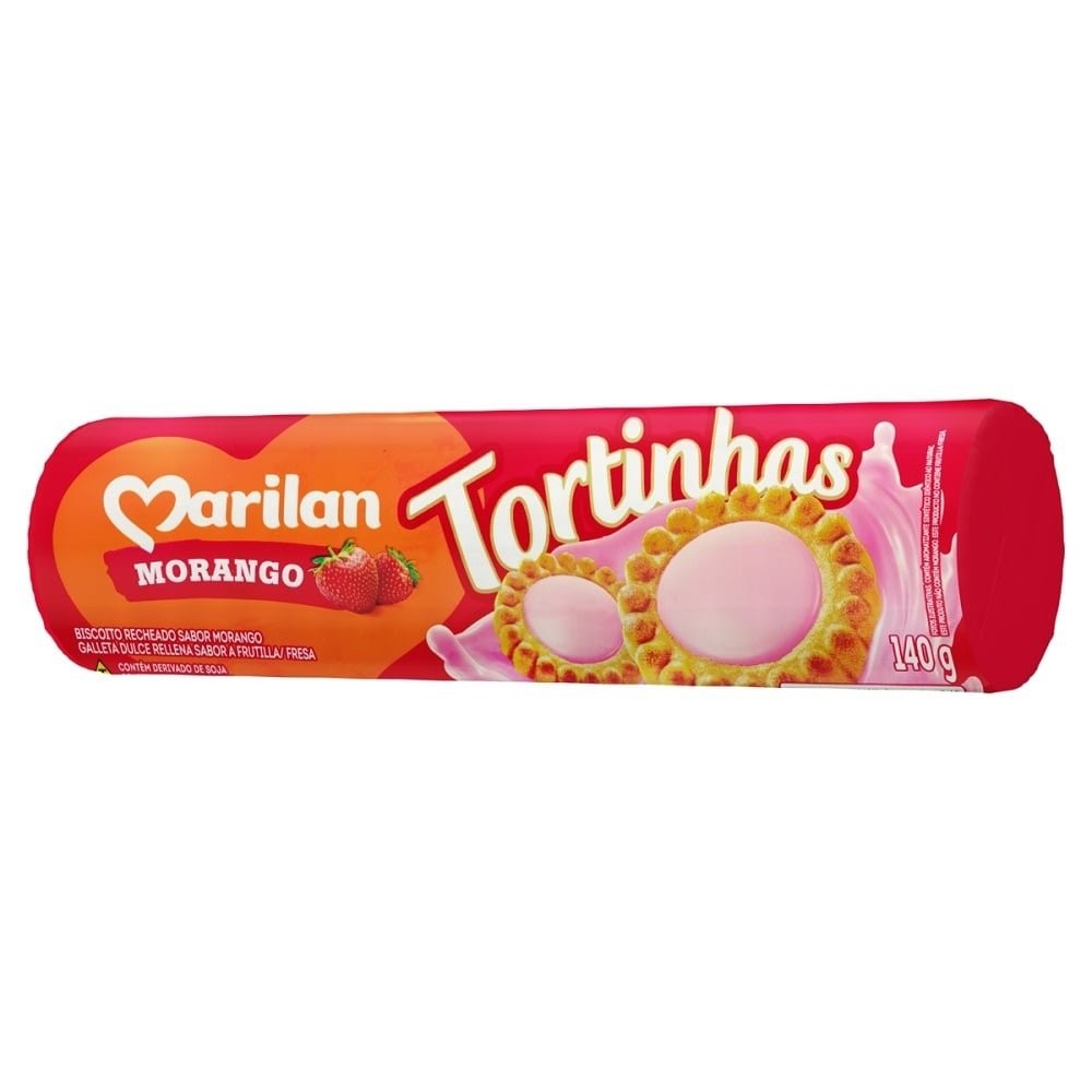 Biscoito Marilan Tortinha Morango 140g - Embalagem com 36 Unidades